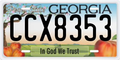 GA license plate CCX8353