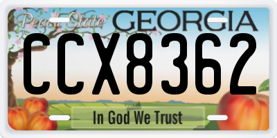 GA license plate CCX8362