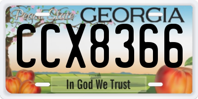 GA license plate CCX8366
