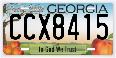 GA license plate CCX8415