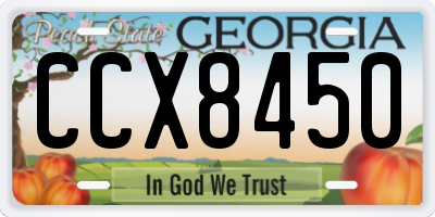 GA license plate CCX8450