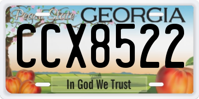 GA license plate CCX8522