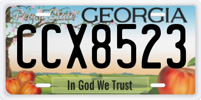 GA license plate CCX8523