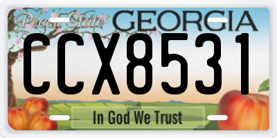 GA license plate CCX8531