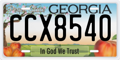 GA license plate CCX8540