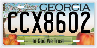 GA license plate CCX8602