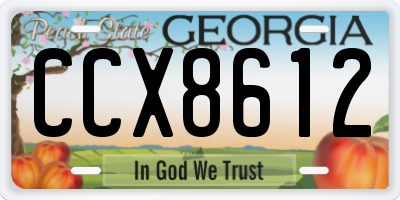 GA license plate CCX8612