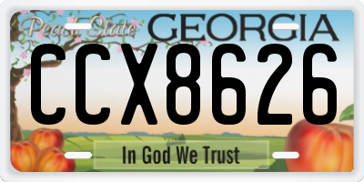 GA license plate CCX8626