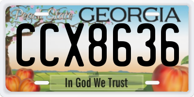 GA license plate CCX8636