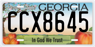 GA license plate CCX8645