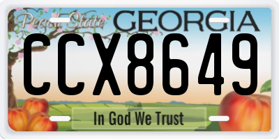 GA license plate CCX8649