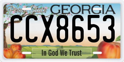 GA license plate CCX8653