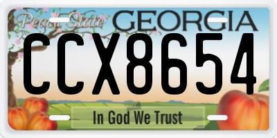 GA license plate CCX8654