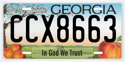 GA license plate CCX8663