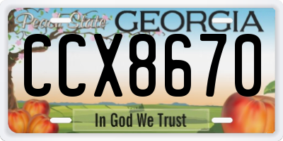 GA license plate CCX8670