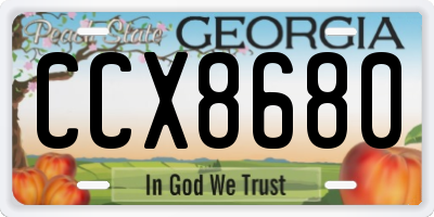 GA license plate CCX8680