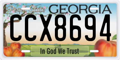 GA license plate CCX8694