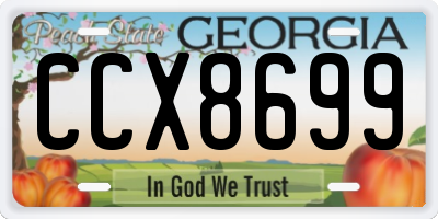 GA license plate CCX8699