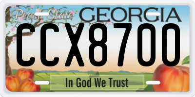 GA license plate CCX8700