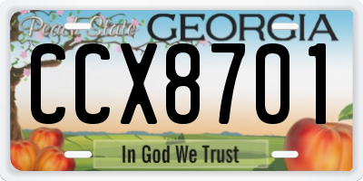 GA license plate CCX8701