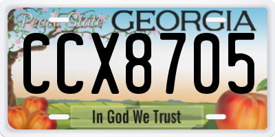 GA license plate CCX8705