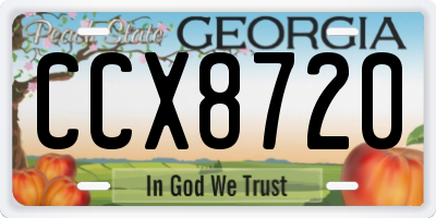 GA license plate CCX8720