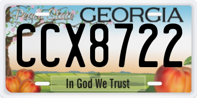 GA license plate CCX8722