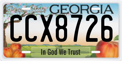 GA license plate CCX8726