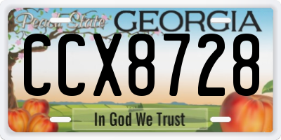GA license plate CCX8728