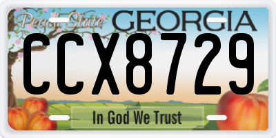 GA license plate CCX8729