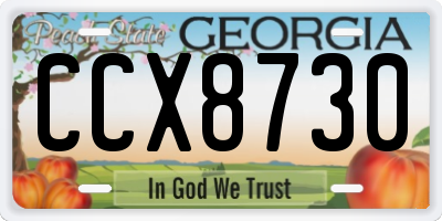 GA license plate CCX8730