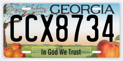 GA license plate CCX8734