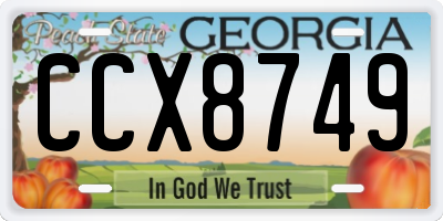 GA license plate CCX8749