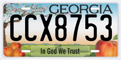 GA license plate CCX8753