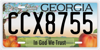 GA license plate CCX8755