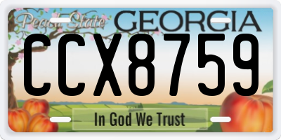 GA license plate CCX8759