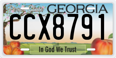 GA license plate CCX8791