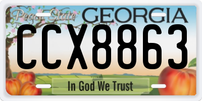 GA license plate CCX8863