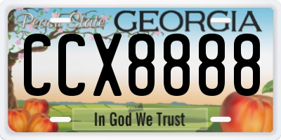 GA license plate CCX8888