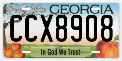 GA license plate CCX8908