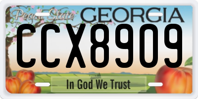 GA license plate CCX8909