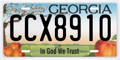 GA license plate CCX8910