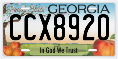 GA license plate CCX8920