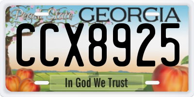 GA license plate CCX8925