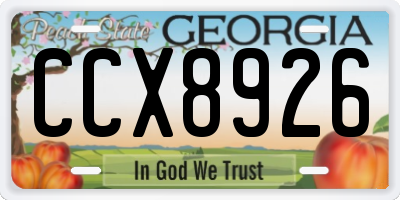 GA license plate CCX8926