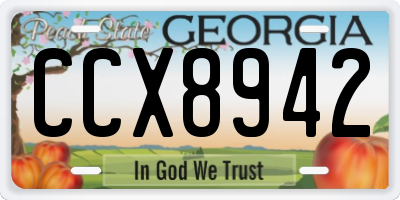 GA license plate CCX8942