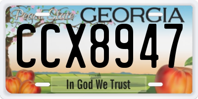 GA license plate CCX8947