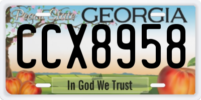 GA license plate CCX8958