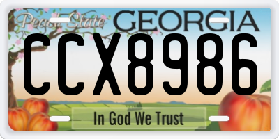 GA license plate CCX8986