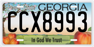 GA license plate CCX8993